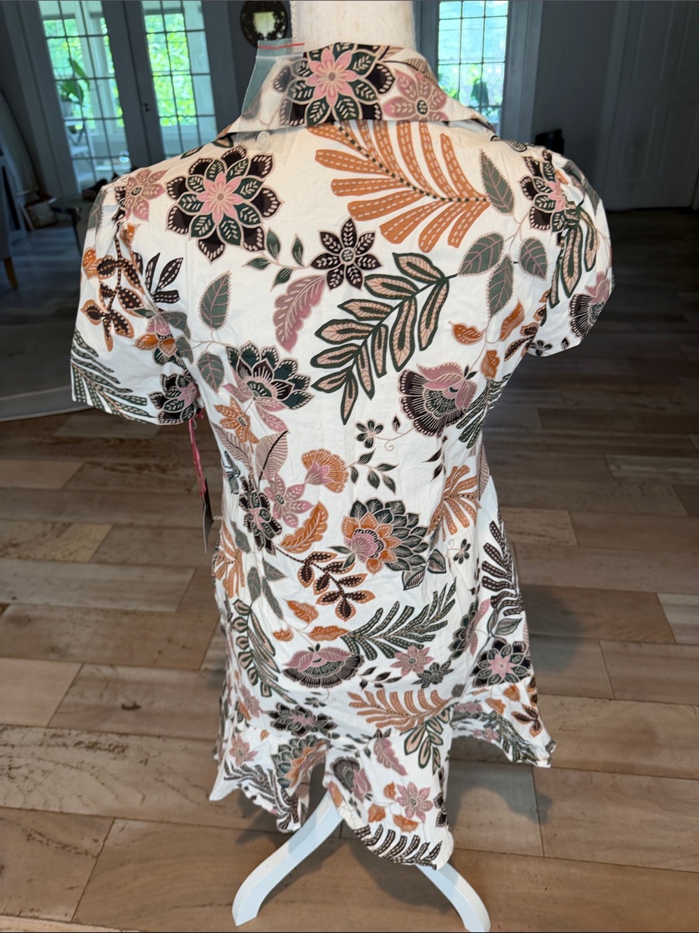 Cynthia Rowley Cream Midi Dress with Pink, Green & Tan Floral Print - Picture 4 of 9